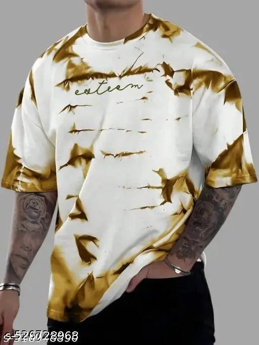 Men's Oversized Smoke Print T-Shirt – Trendy Graphic Tee with 'Trendy' Lettering, Stylish Streetwear Fashion